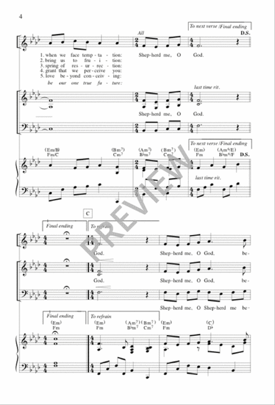 Shepherd Me, O God Shepherd Me, O God 4-Part scores gallery preview page 4