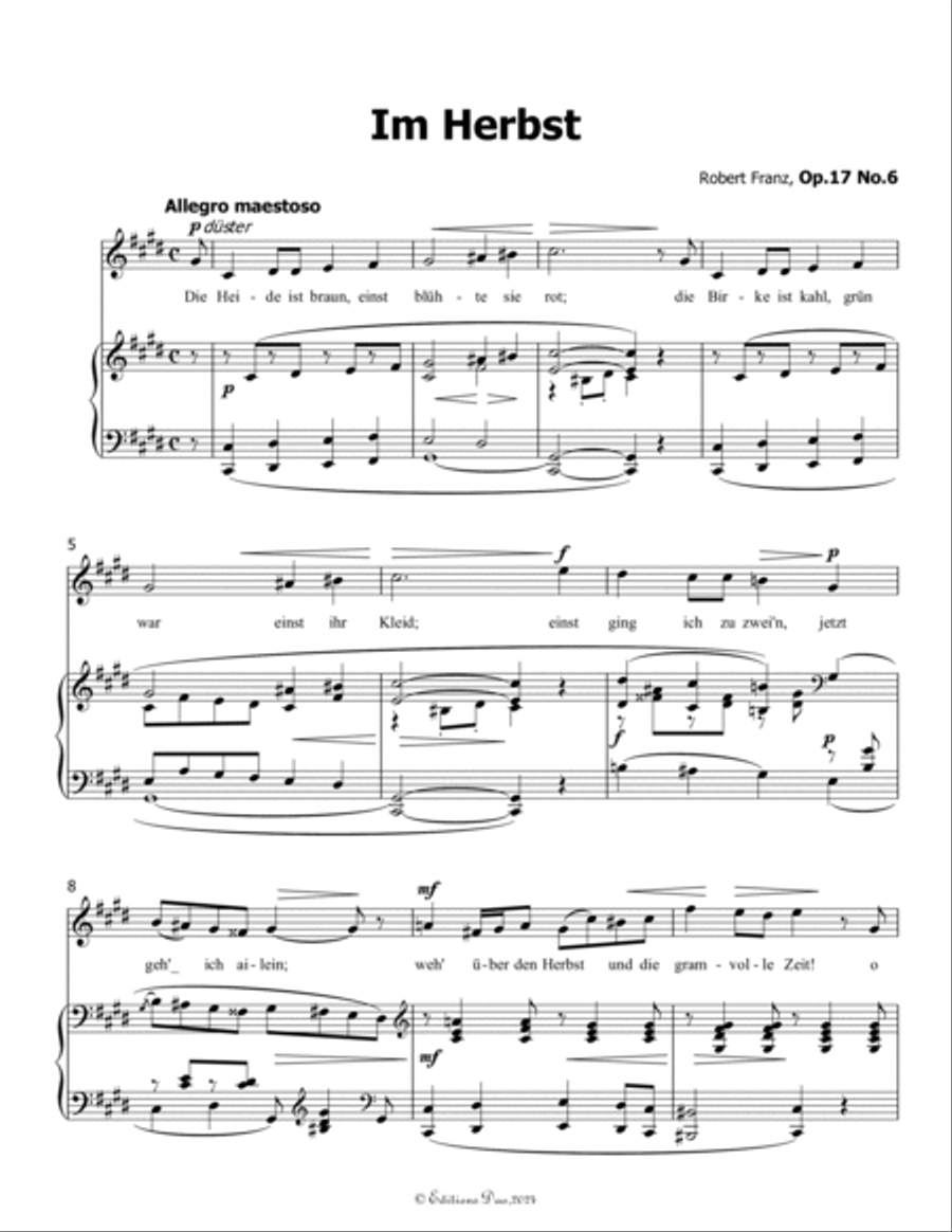 Im Herbst, by Robert Franz, in c sharp minor Voice scores gallery preview page 3