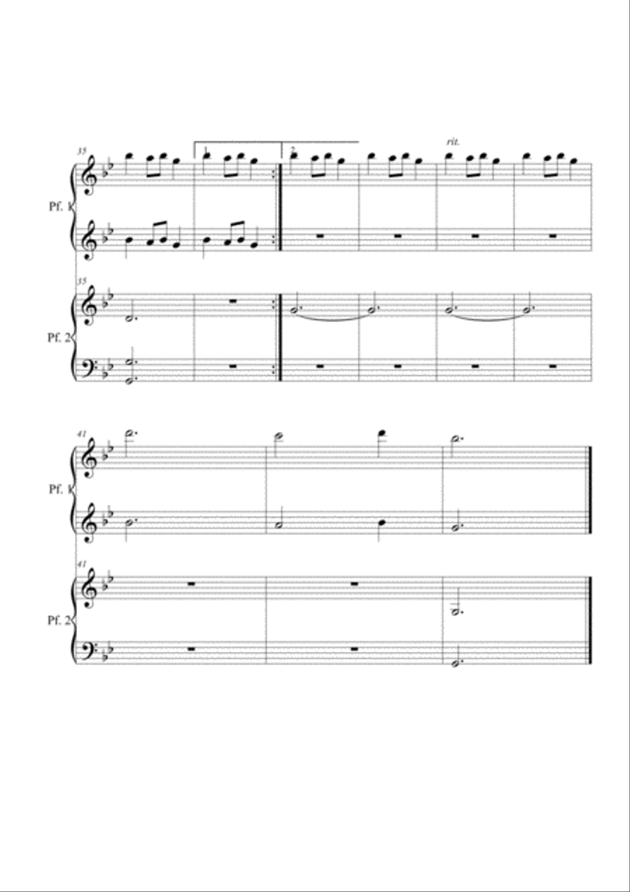 Carol of the bells. Piano 4 hands Easy Piano scores gallery preview page 4