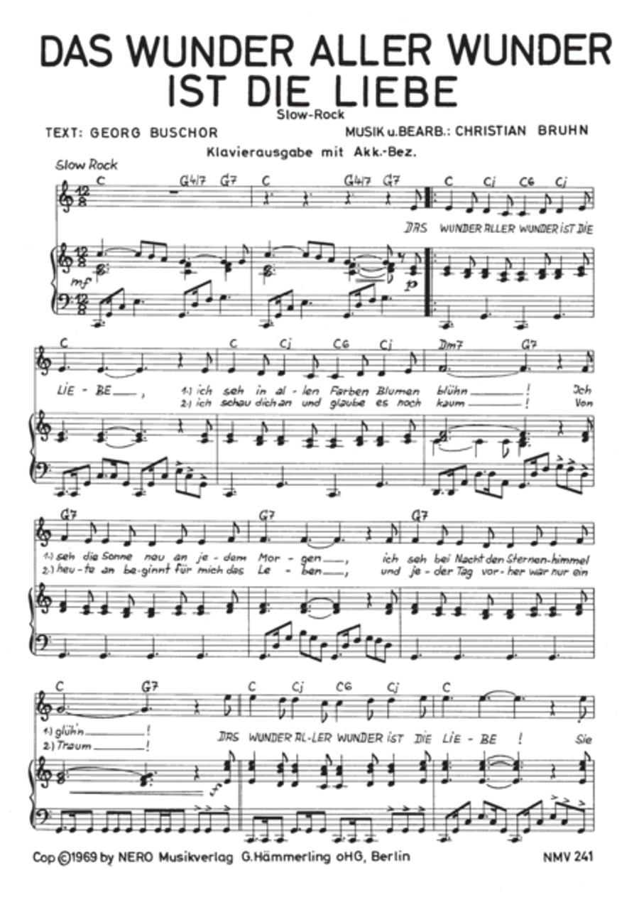 Das Wunder aller Wunder ist die Liebe Piano, Vocal scores gallery preview page 1