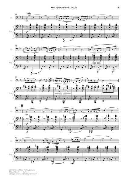 Military March No.1, Op.51 - Contrabass and Piano (Full Score and Parts) image number null