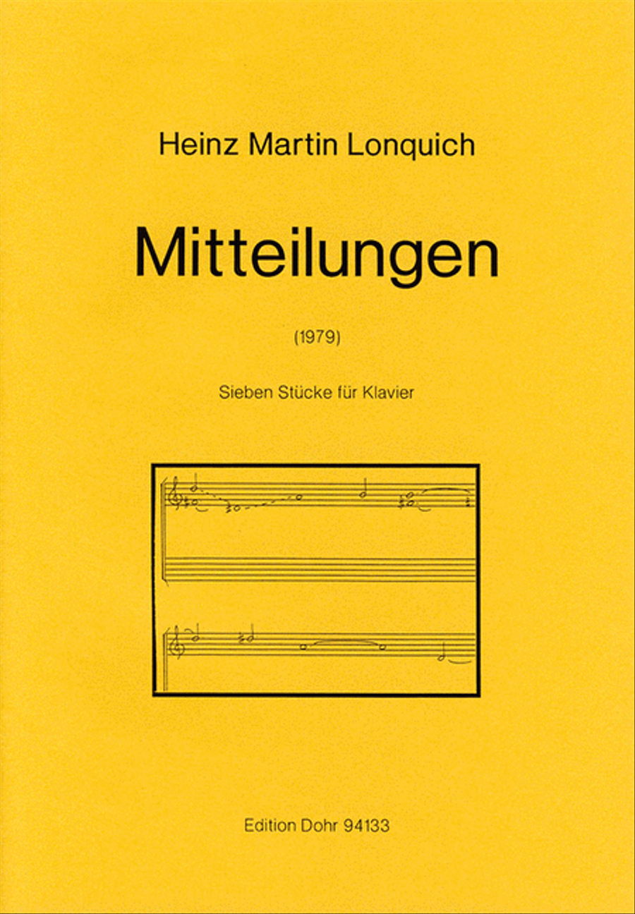 Mitteilungen (1979) -Sieben Stücke für Klavier- Piano Solo scores gallery preview page 1