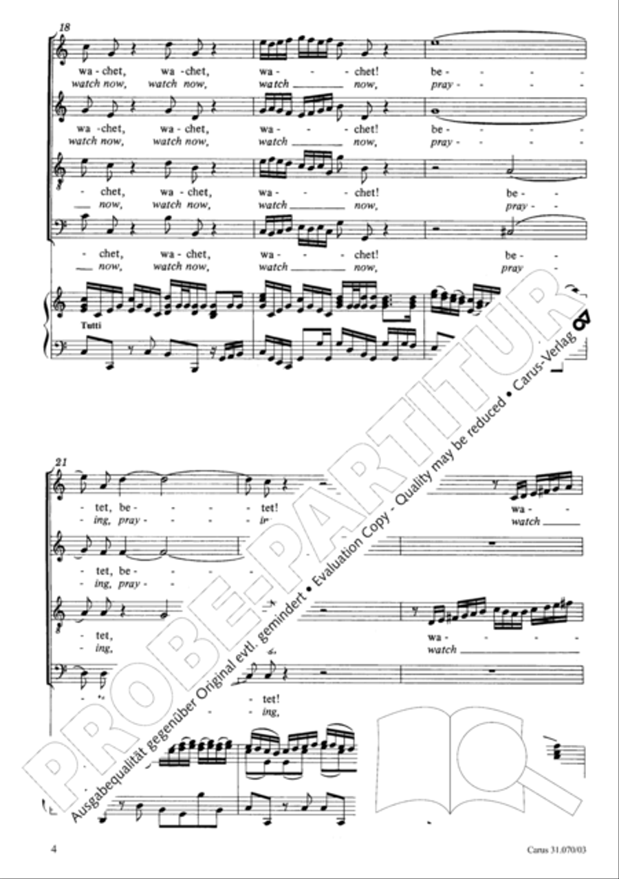 Watch now, praying, praying, watch now (Wachet! betet! betet! wachet!) 4-Part scores gallery preview page 8