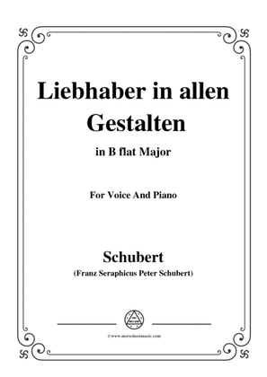 Book cover for Schubert-Liebhaber in allen Gestalten,in B flat Major,for Voice&Piano