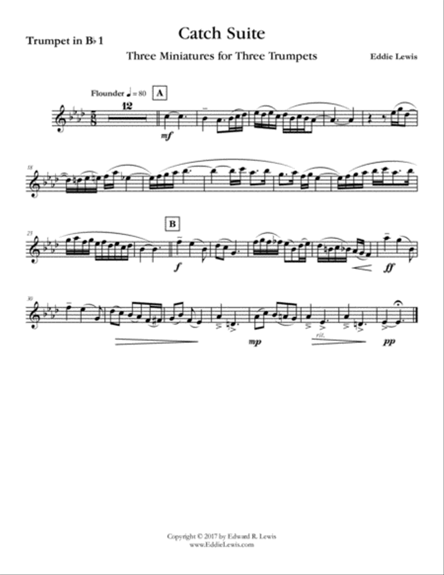 Catch Suite for Trumpet Trio by Eddie Lewis Trumpet Trio scores gallery preview page 2
