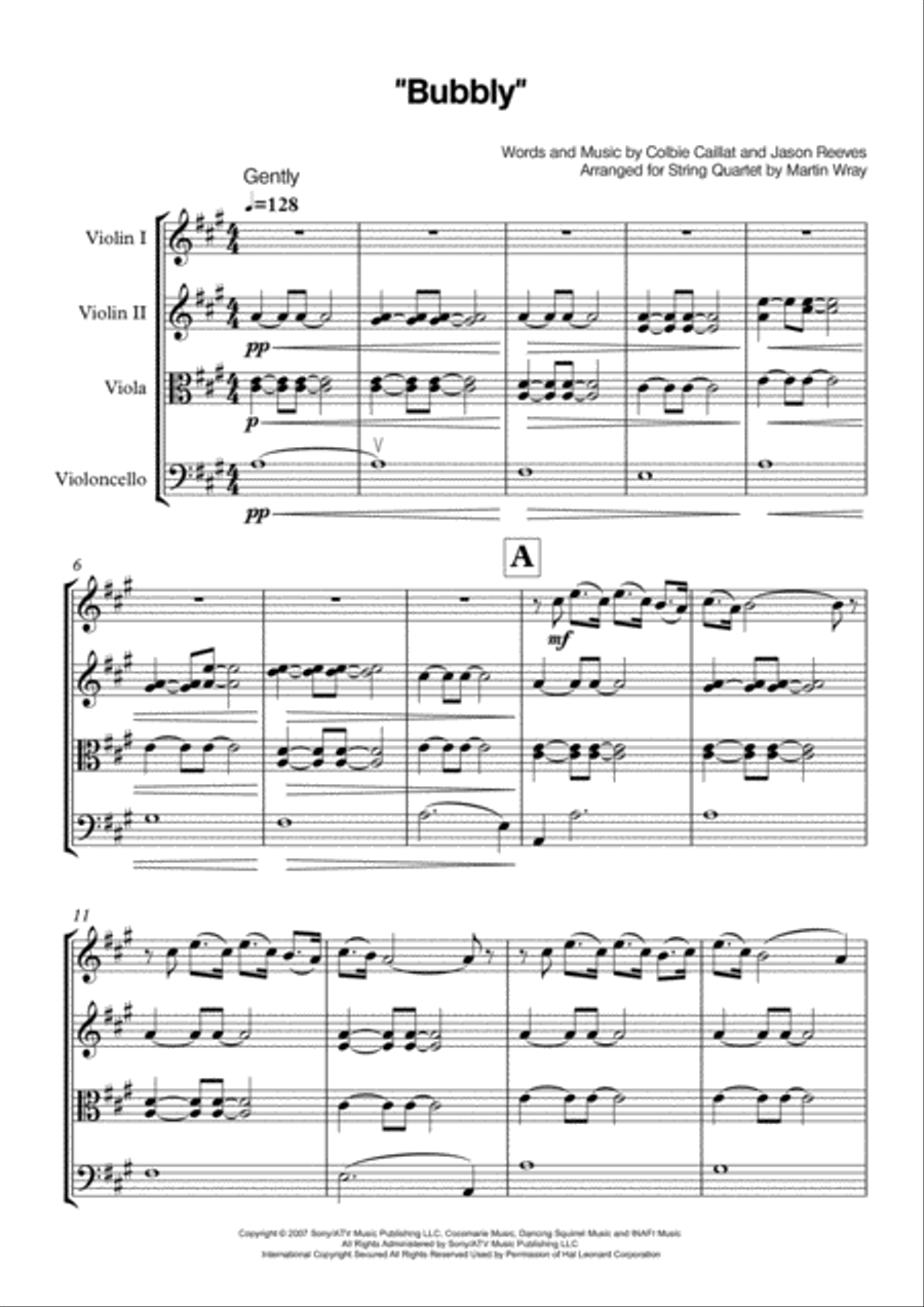 Bubbly String Quartet scores gallery preview page 1
