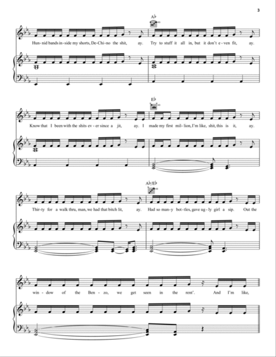 Psycho (featuring Ty Dolla $ign) Piano, Vocal, Guitar scores gallery preview page 3