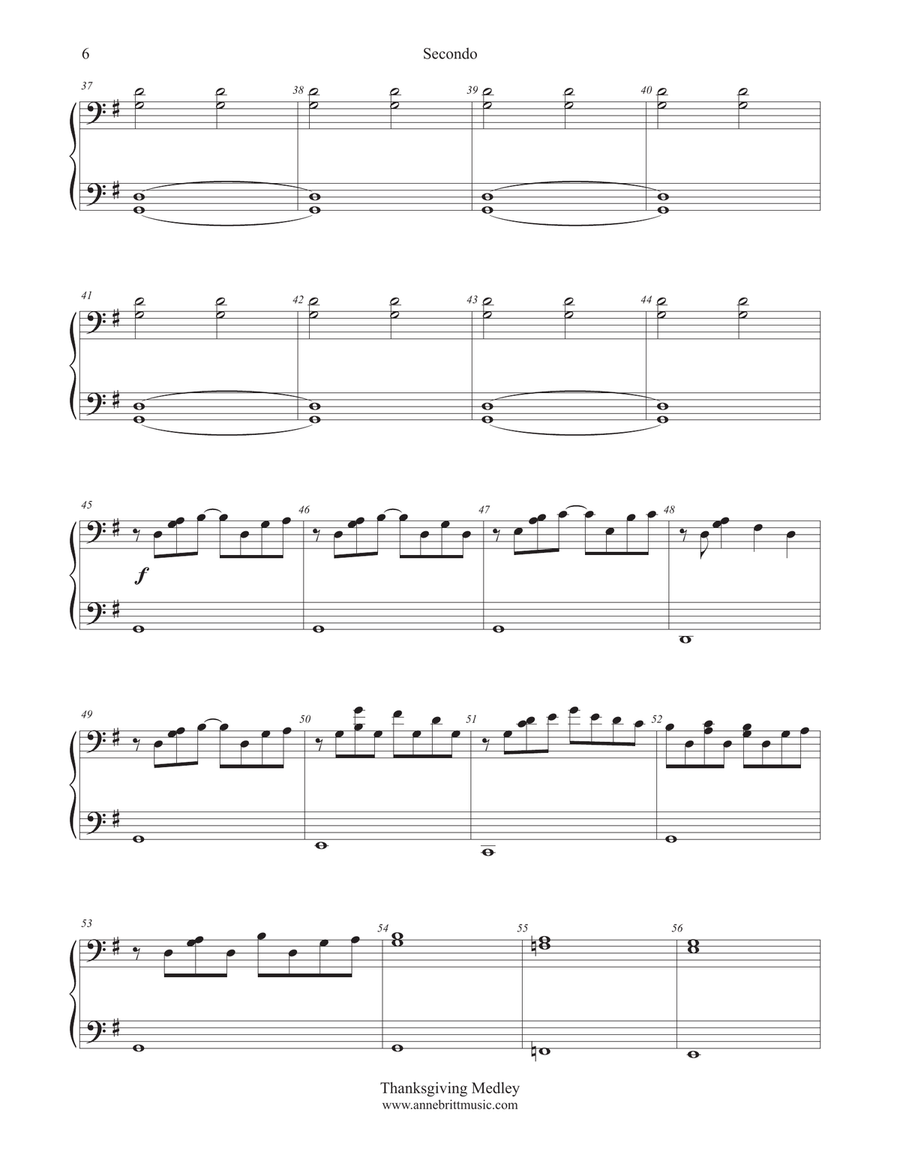 Thanksgiving Medley 1 Piano, 4-Hands scores gallery preview page 6