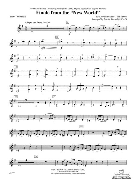 The New World, Finale from: 1st B-flat Trumpet