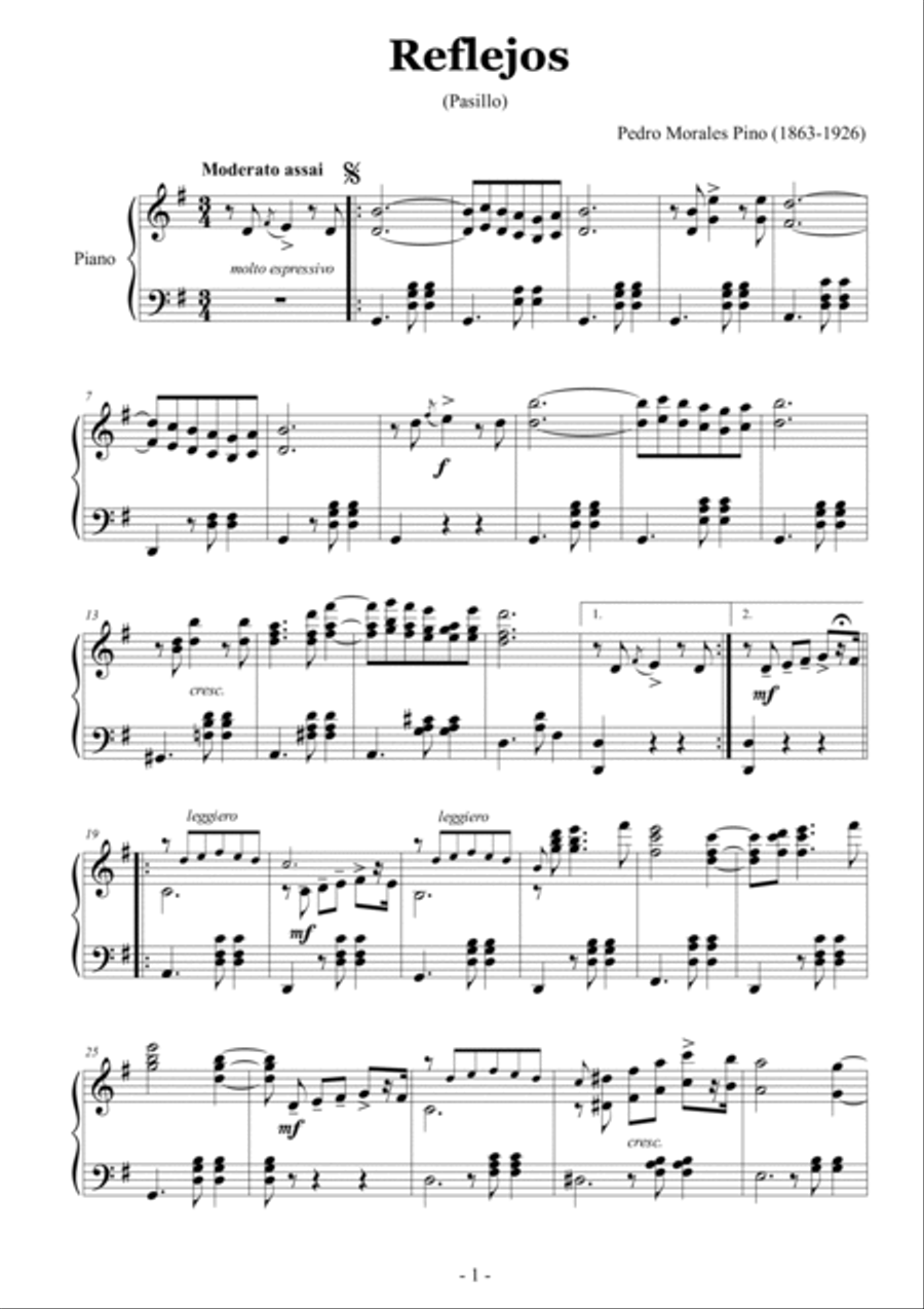 Reflejos (pasillo) (piano solo) Piano Method scores gallery preview page 2