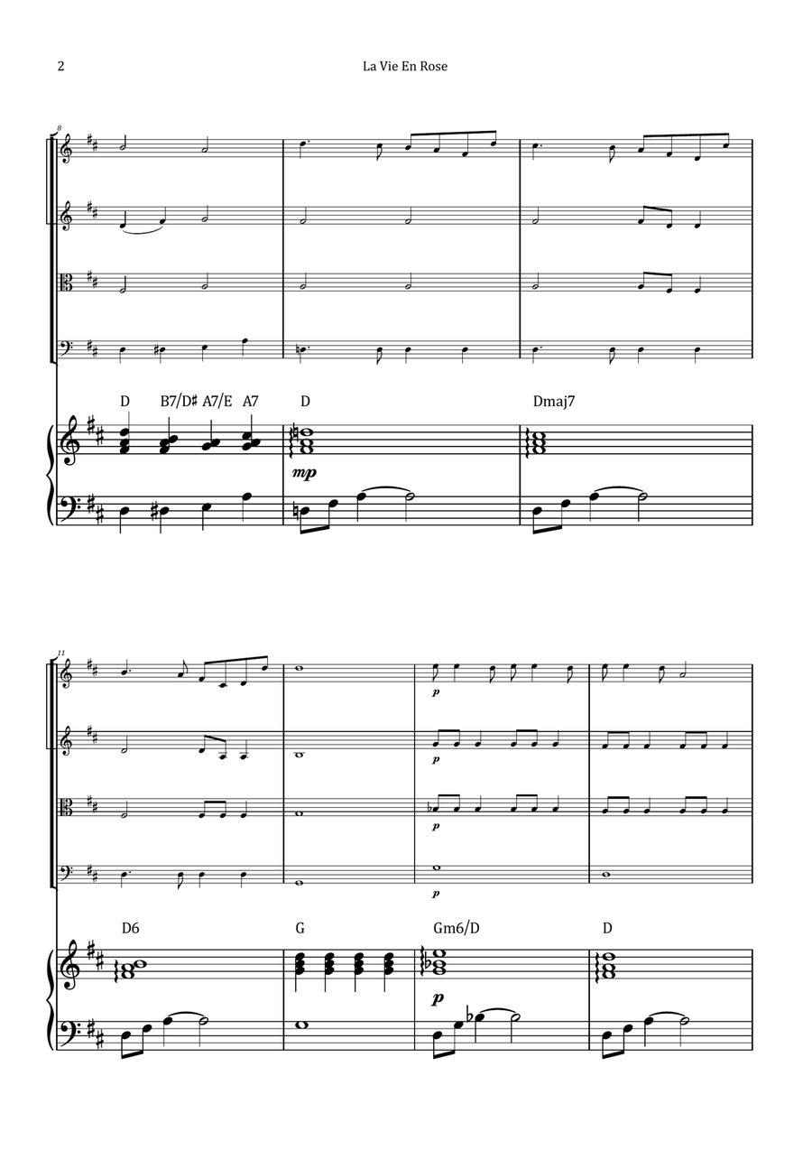 La Vie En Rose String Quartet scores gallery preview page 2