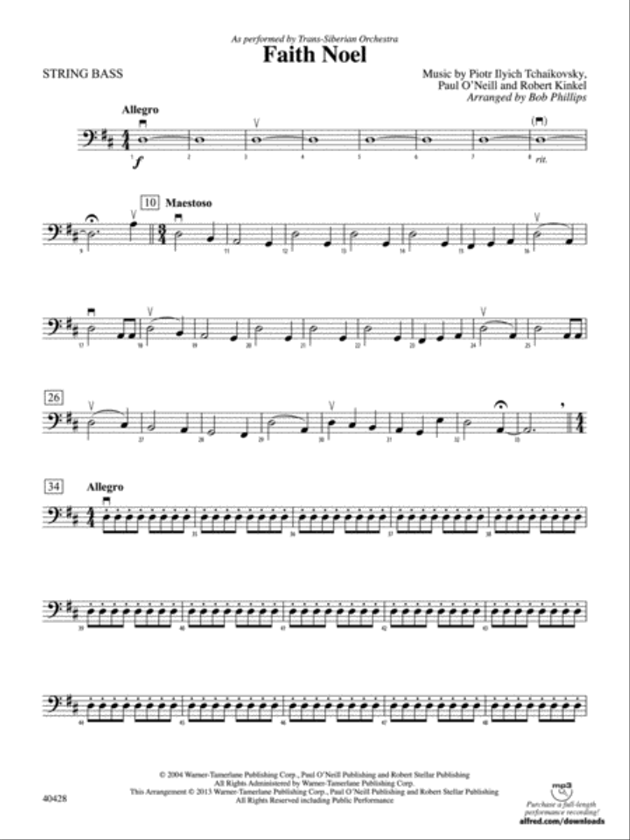 Faith Noel: String Bass Faith Noel: String Bass String Orchestra scores gallery preview page 1
