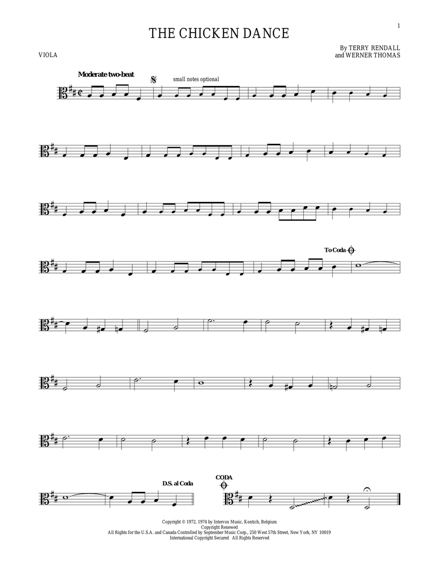 The Chicken Dance The Chicken Dance Viola Solo scores gallery preview page 1