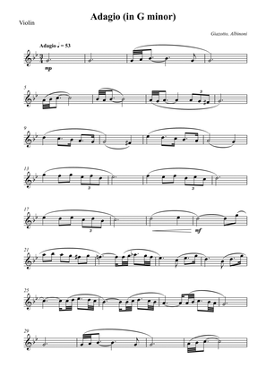 Adagio (in G minor) For Violin