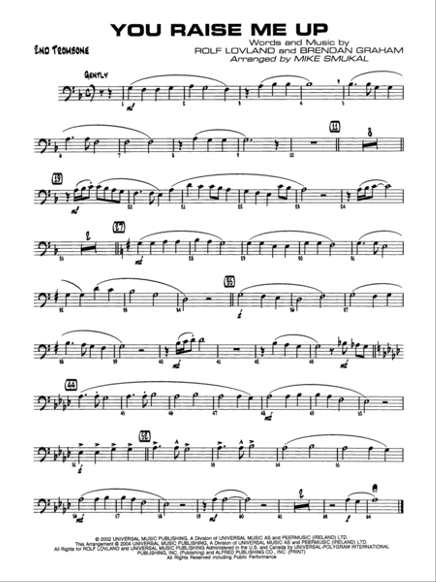 You Raise Me Up: 2nd Trombone Jazz Ensemble scores gallery preview page 1