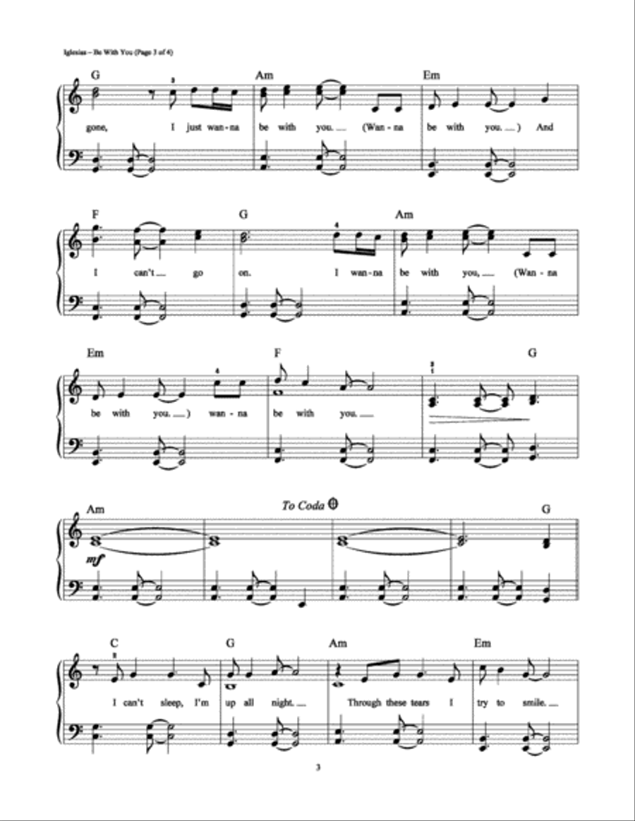 Be With You Easy Piano scores gallery preview page 3
