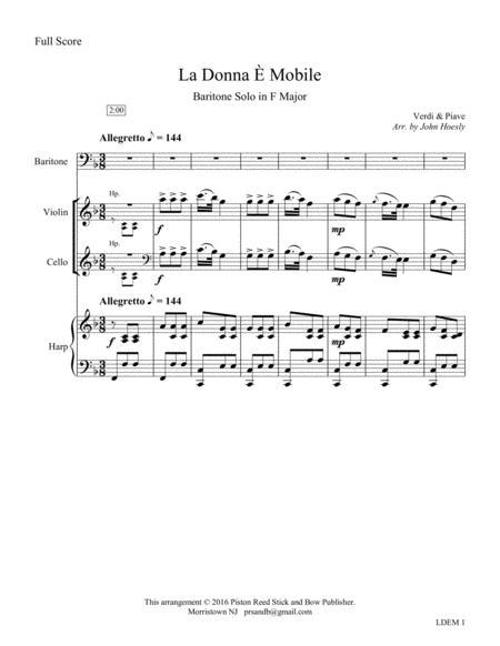 La Donna È Mobile- baritone solo and chamber ensemble image number null