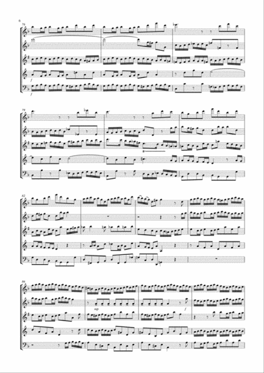 Brandenburg Concerto No. 2 (1st. Mov.): Wind Quintet Brandenburg Concerto No. 2 (1st. Mov.): Wind Quintet Woodwind Quintet scores gallery preview page 6