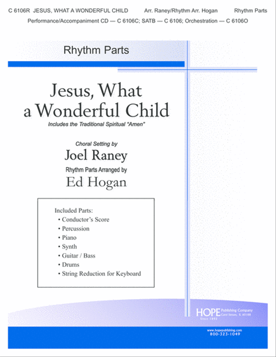 Jesus, What a Wonderful Child with Amen Piano Accompaniment scores gallery preview page 1