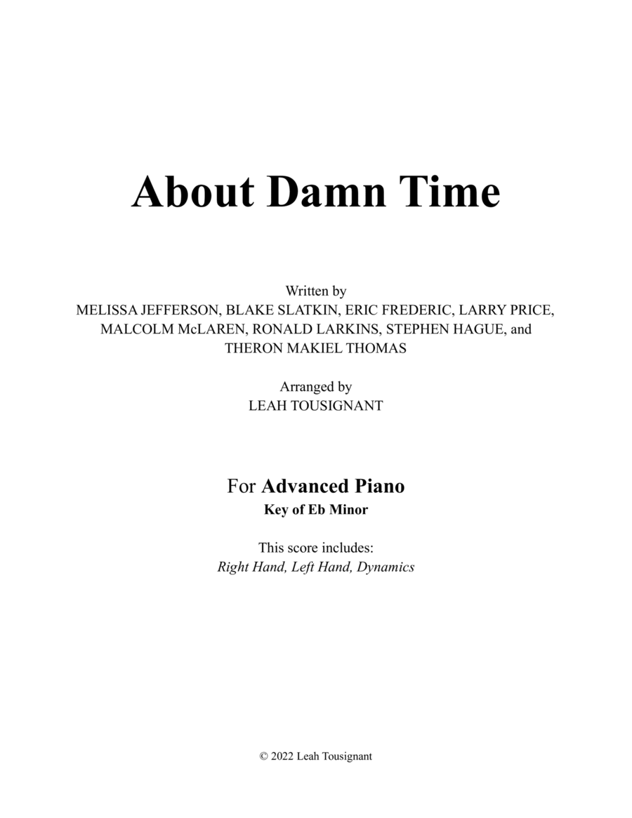 About Damn Time Piano Solo scores gallery preview page 1