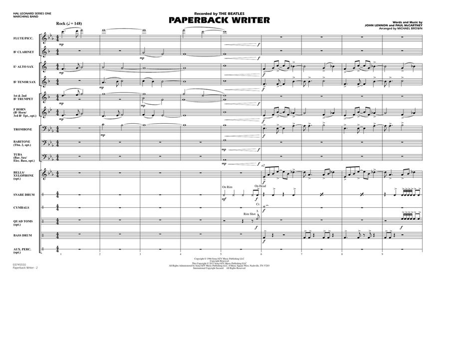 Paperback Writer - Full Score Marching Band scores gallery preview page 2