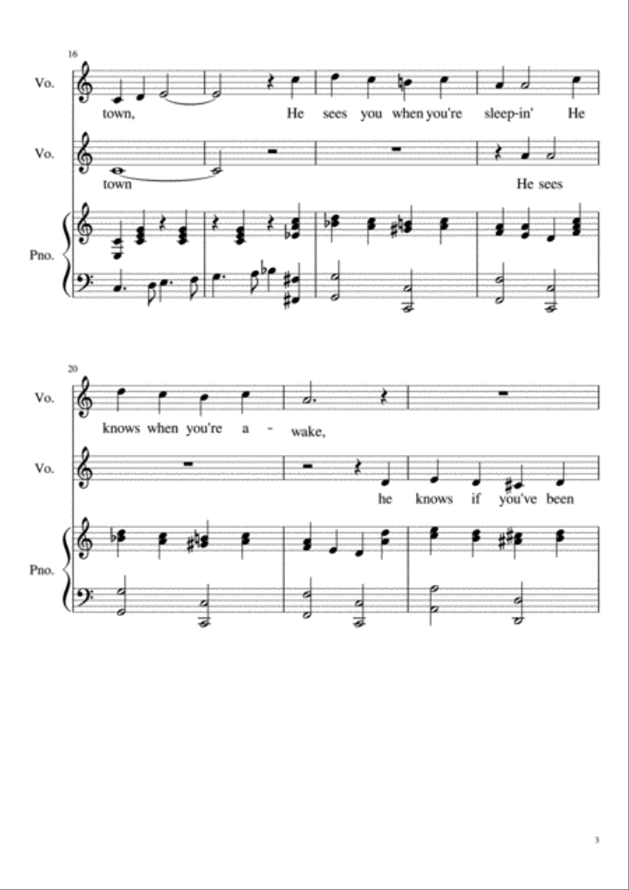 Santa Claus Is Comin' To Town Piano scores gallery preview page 3