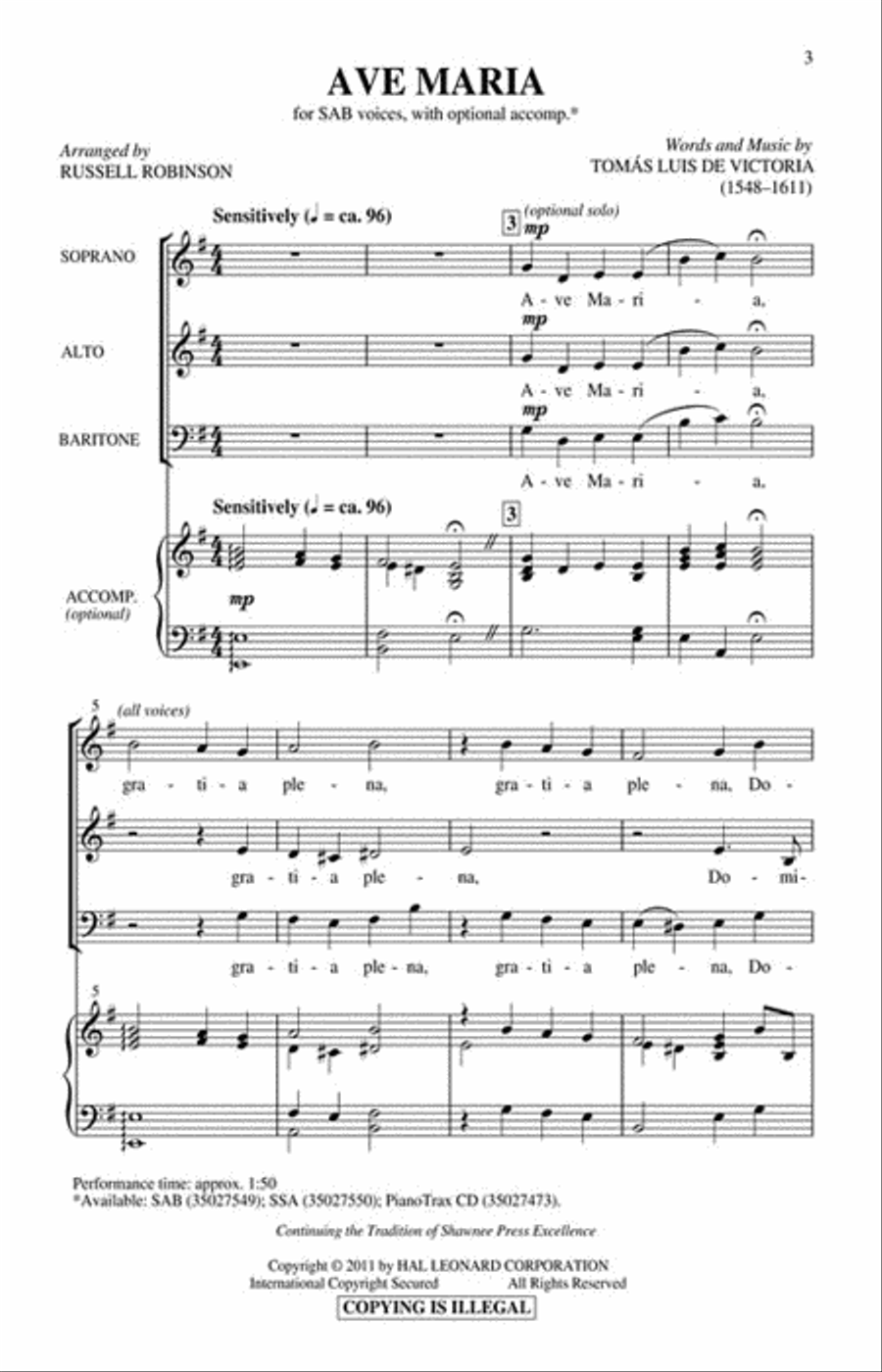 Ave Maria Ave Maria 3-Part scores gallery preview page 2