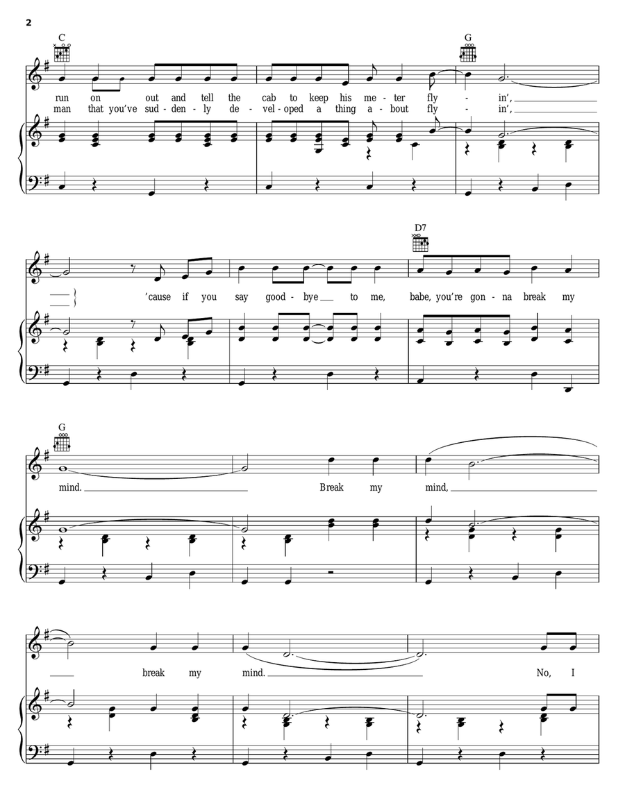 Break My Mind Piano, Vocal, Guitar scores gallery preview page 2