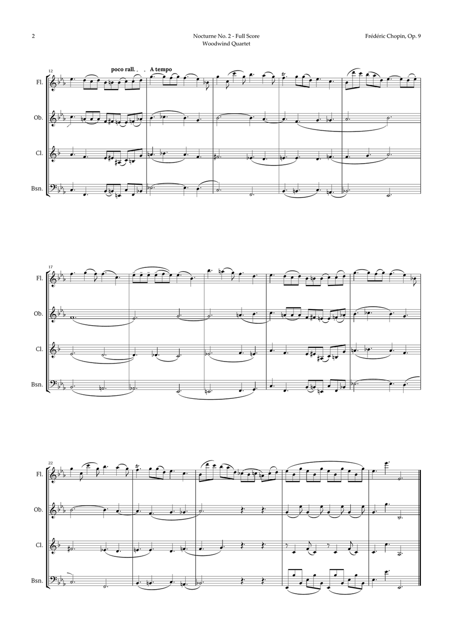 Nocturne by Chopin for Woodwind Quartet Woodwind Quartet scores gallery preview page 2