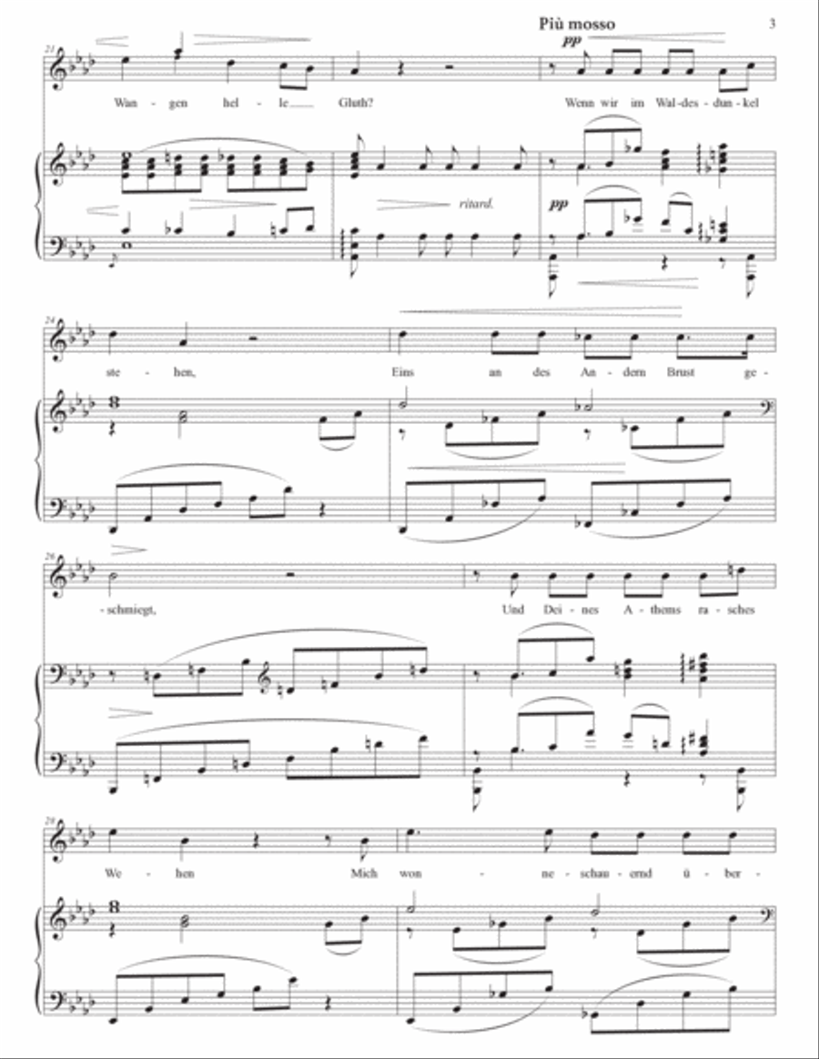SJÖGREN: Du schaust mich an mit stummen Fragen, Op. 12 no. 1 (transposed to A-flat major) Voice scores gallery preview page 4