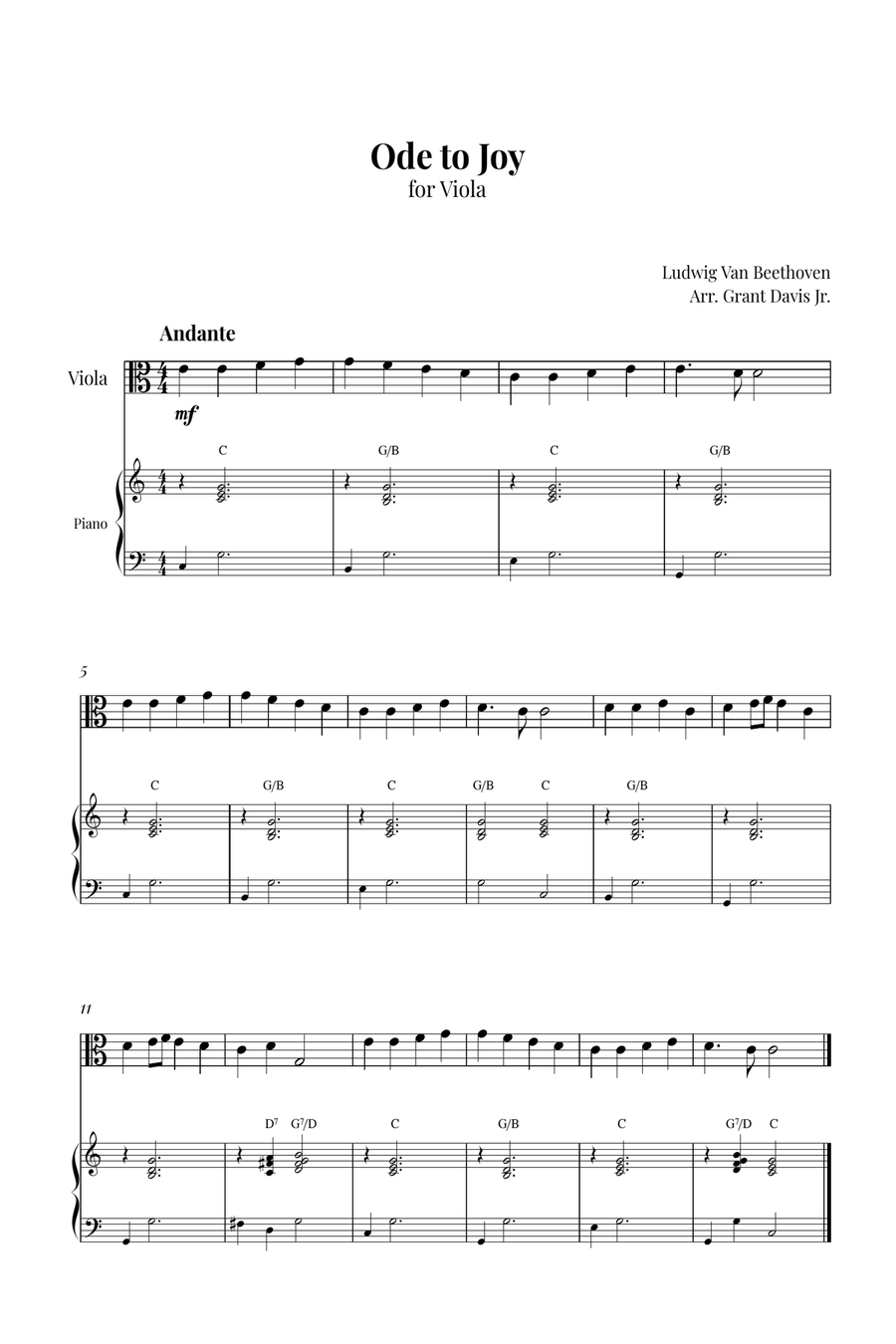 Ode to joy Ode to joy Viola scores gallery preview page 1