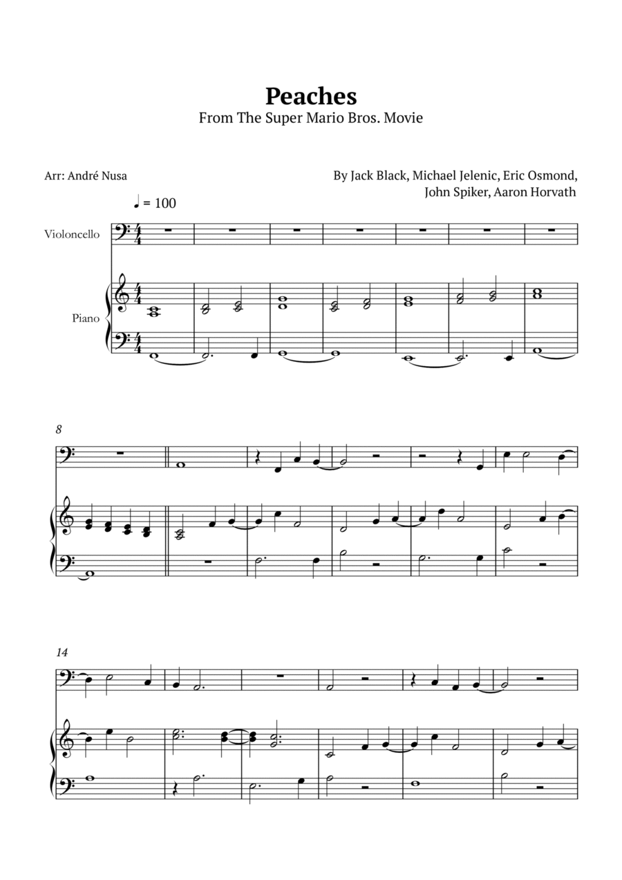 Peaches Piano scores gallery preview page 1