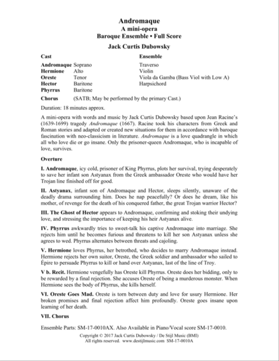 Andromaque Mini-Opera (Baroque Ensemble Full Score) Choir scores gallery preview page 2
