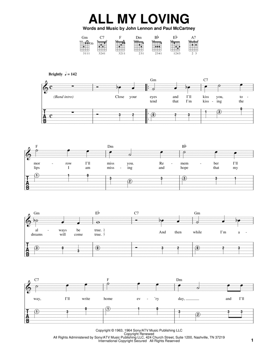 All My Loving Acoustic Guitar scores gallery preview page 1