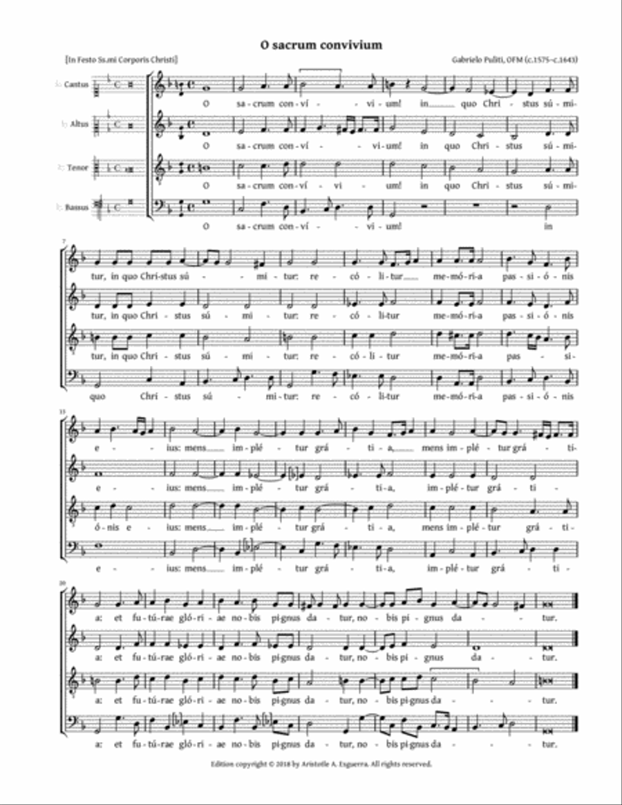 O sacrum convivium (Puliti) 4-Part scores gallery preview page 1