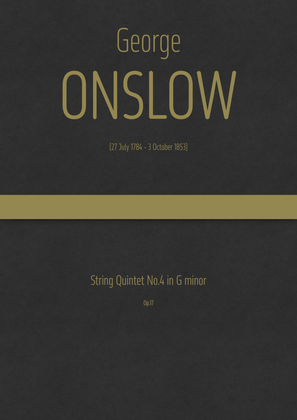 Book cover for Onslow - String Quintet No.4 in G minor, Op.17