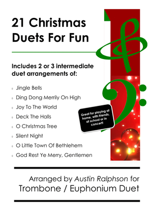 Book cover for 21 Christmas Trombone Duets or Euphonium Duets for Fun - various levels