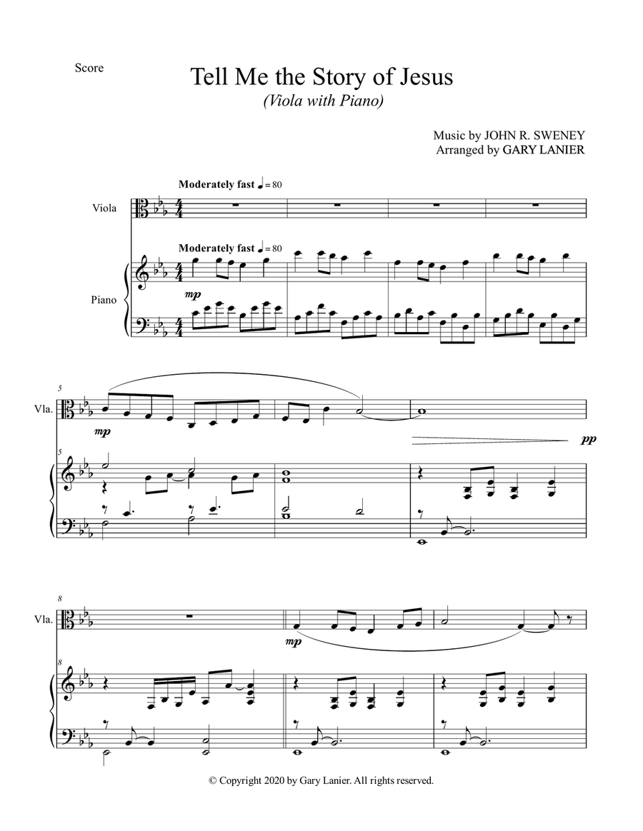 TELL ME THE STORY OF JESUS (for Viola and Piano with Score/Part) Piano scores gallery preview page 2
