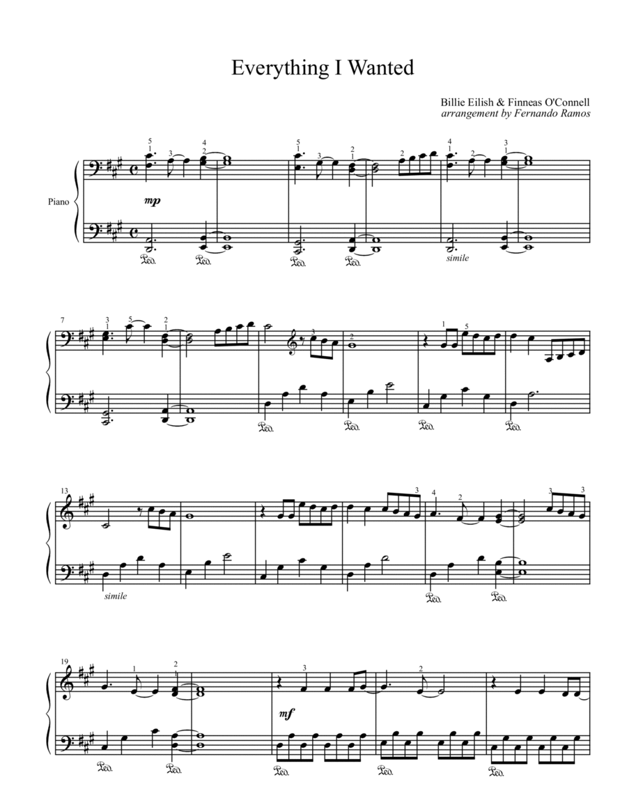 Everything I Wanted Easy Piano scores gallery preview page 1
