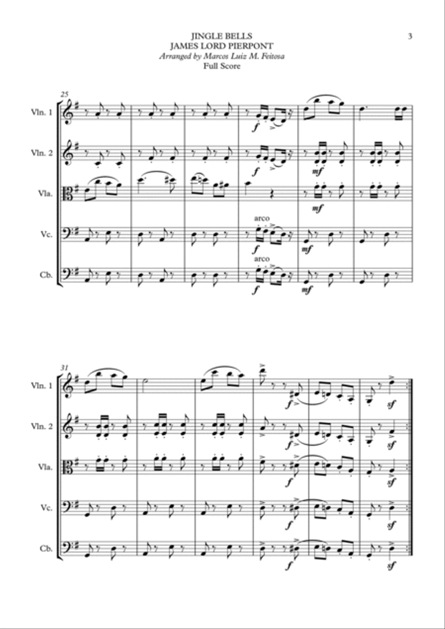 Jingle Bells - String Ensemble Cello scores gallery preview page 5