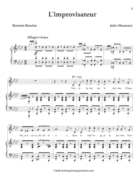 MASSENET: L'improvisateur (transposer to F minor)