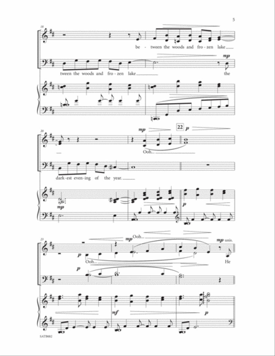 Stopping By Woods On A Snowy Evening (for SATB Voices and Piano Accompaniment) 4-Part scores gallery preview page 4