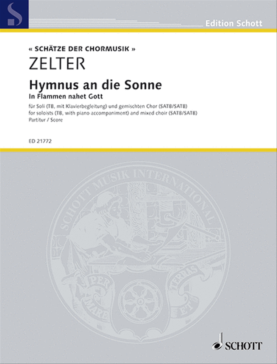 Hymnus An Die Sonne Score Soloists (tb W/ Piano) And Satb/satb, German TB scores gallery preview page 1