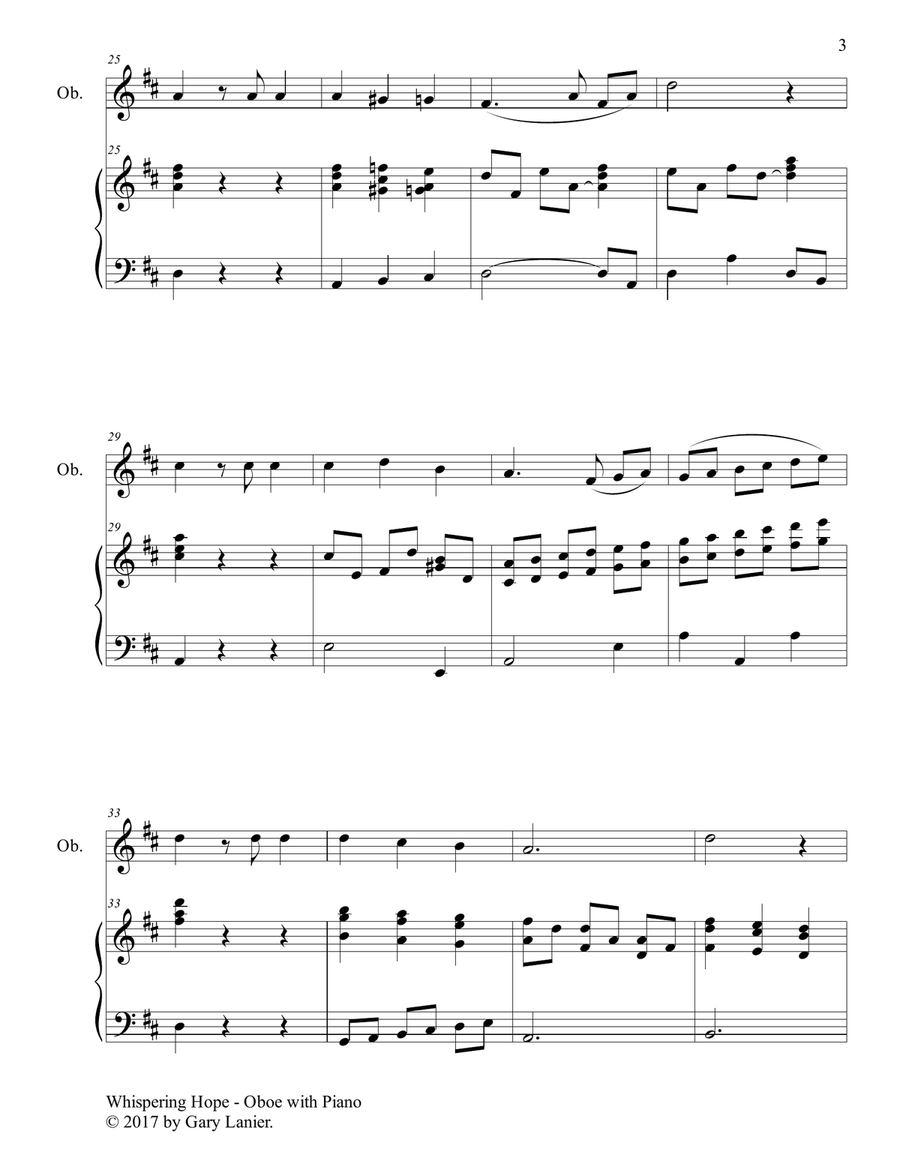 WHISPERING HOPE (Duet – Oboe & Piano with Score/Part) Piano scores gallery preview page 4
