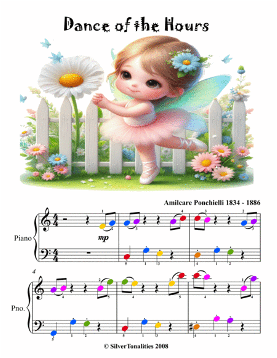 Dance of the Hours Easy Piano Sheet Music with Colored Notation Piano Method scores gallery preview page 3
