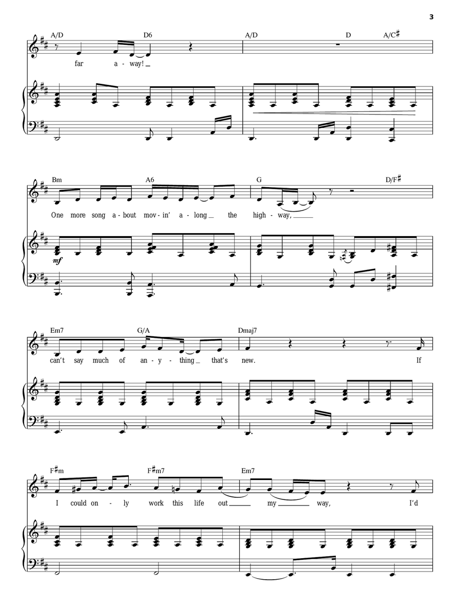 So Far Away Piano, Vocal scores gallery preview page 3