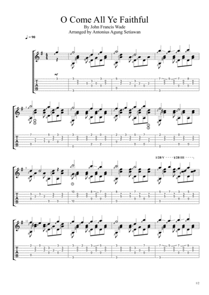 O Come All Ye Faithful (Solo Guitar Tablature) image number null