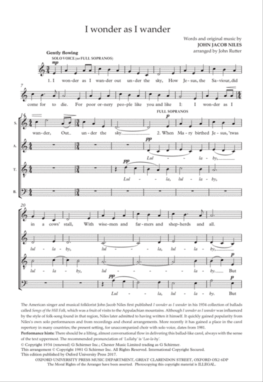 I wonder as I wander 4-Part scores gallery preview page 2