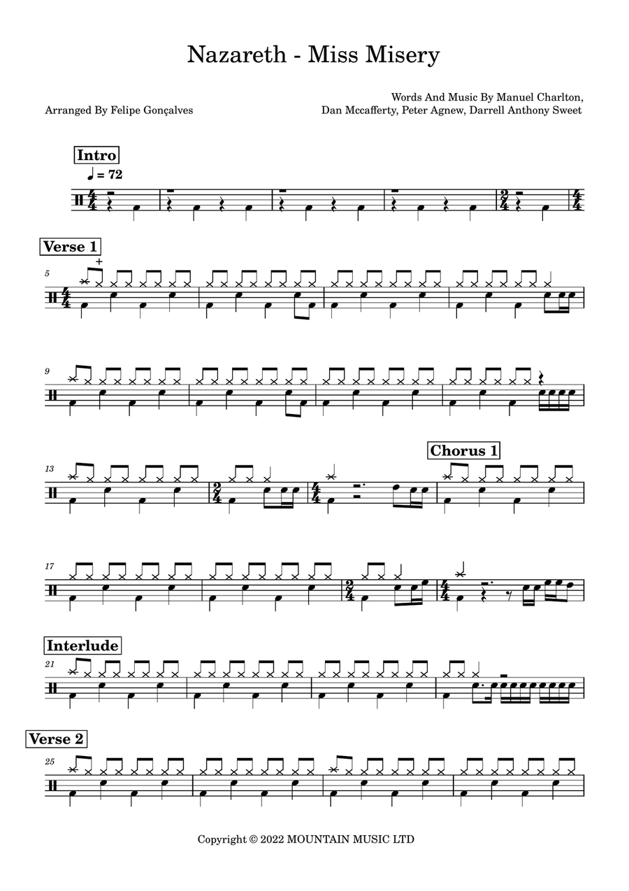 Miss Misery Drum Set scores gallery preview page 1