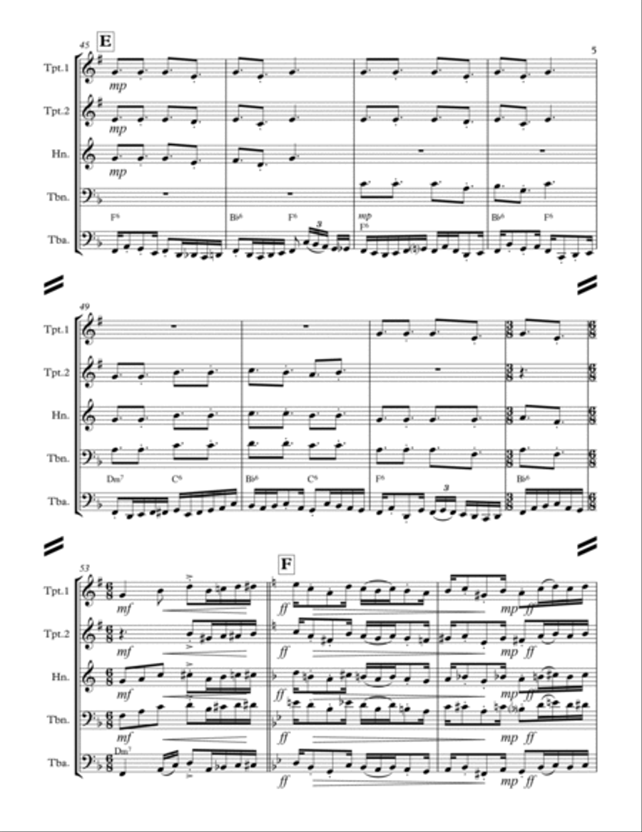 We Three Kings (for Brass Quintet) Brass Quintet scores gallery preview page 6